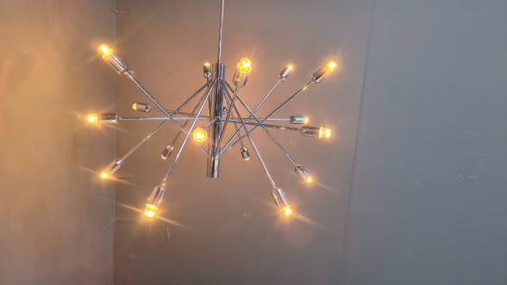 Image 1 of Vintage chrome sputnik style chandelier, 1970s