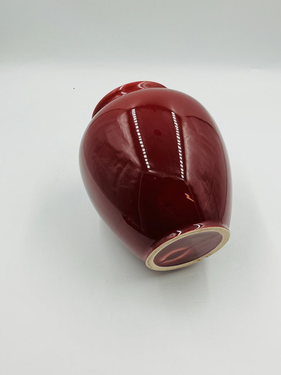 Image 1 of Vintage vase in burgundy red glazed ceramic