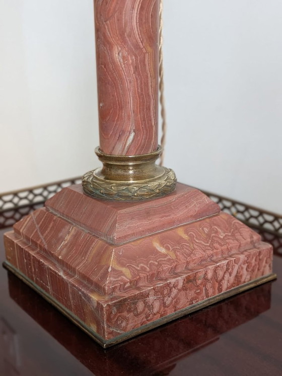 Elegant Neoclassical Column Lamp in Marble and Bronze, Table lamps, Stone, Gold (photo 5 of 13)