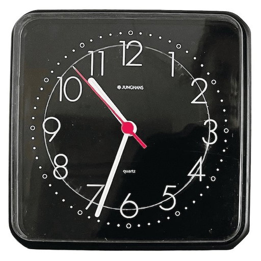 Reloj de cocina Junghans vintage, reloj de pared retro W 738 negro, años 80.