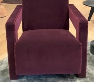 Image 1 of 2x Cassina 637 Utrecht Armchair (New, Never Used) in Ortigia/Plum Velvet with Red Thread Horse Stitching