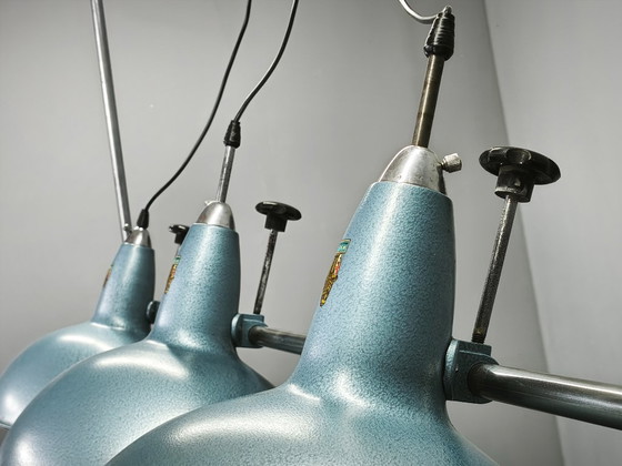 A.L.F. Firenze Italian Industrial Three-Light Chandelier, 1970s – Metal (photo 11 of 11)