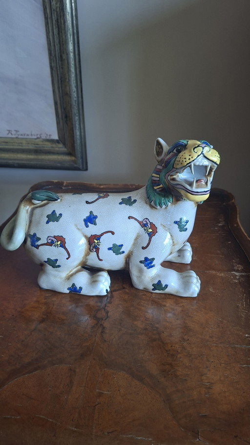 Vintage Kutani stijl Shishi leeuw - Porseleinen Foo hond beschermer - 24 cm - Kleurrijk – decoratieve objecten, Ceramic