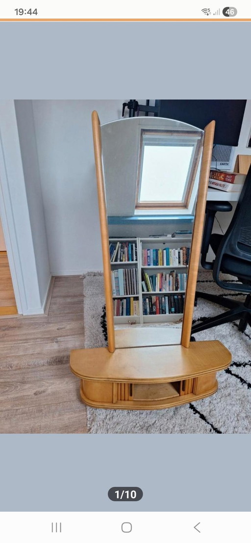 Vintage houten kaptafel met spiegel 