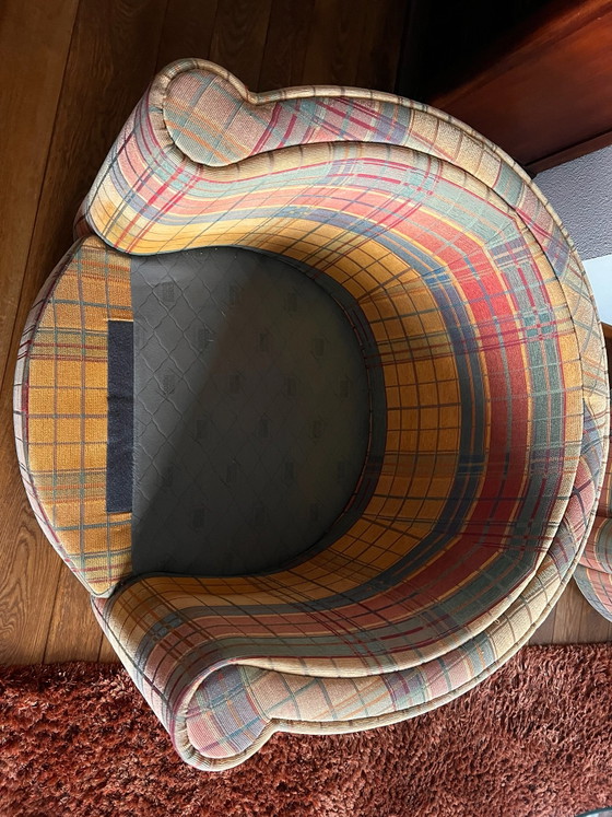 Set of 2 classic Roche Bobois Armchairs with plaid wool motif, Textile, Green (photo 9 of 12)