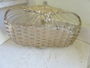 Gold Tone Basket Hollywood Regency Style with Glass Insert