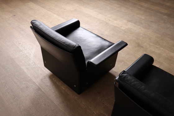 Image 1 of Paar Dieter Rams Modell 620 Lounge-Sessel, schwarzes Leder, für Vitsoe, 1980er Jahre