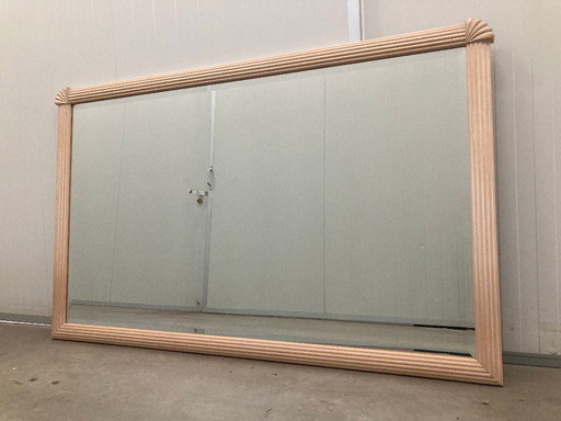 Large vintage mirror in art deco style, salmon color