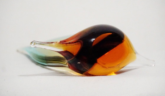 Image 1 of Vintage Murano stijl Sommerso kunstglazen sculptuur – Driekleurige vlam (23 cm)