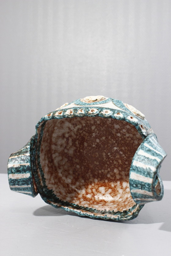 Image 1 of Fruit bowl with handles polychrome ceramic Italy 1950s style Picault Deruta