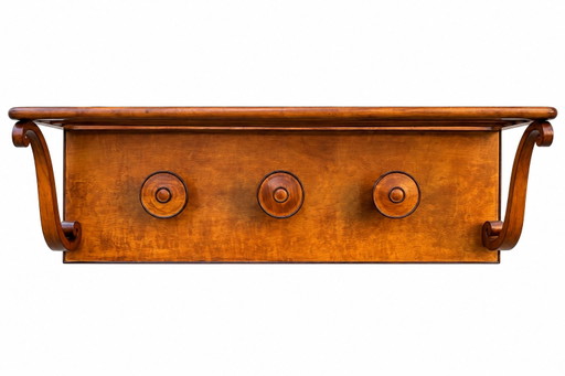 Vintage Houten Wandkapstok met Hoedenplank 90 Cm Mid Century
