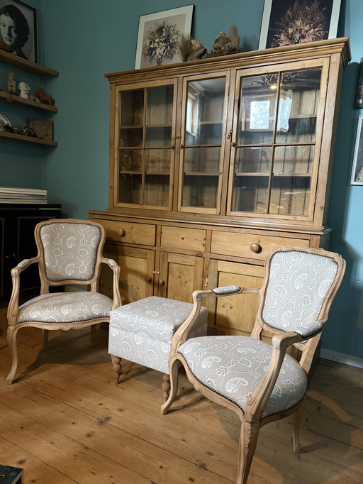 Landelijke lounge set met poef