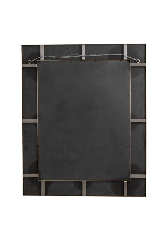 Image 1 of Mirror in marquetry of oxidized and patinated brass. Artist's work