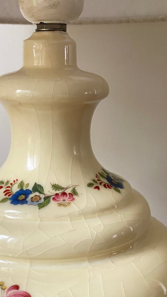 Image 1 of Vintage Ceramic Lamp with Wooden Base