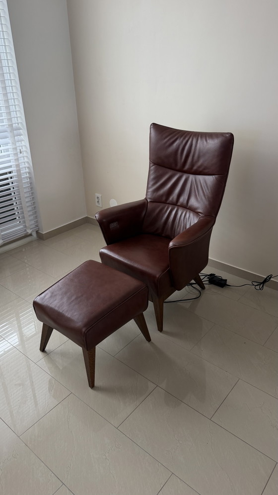 BACCA Leren relaxfauteuil met voetenbank – Leather, Wood (photo 3 of 9)
