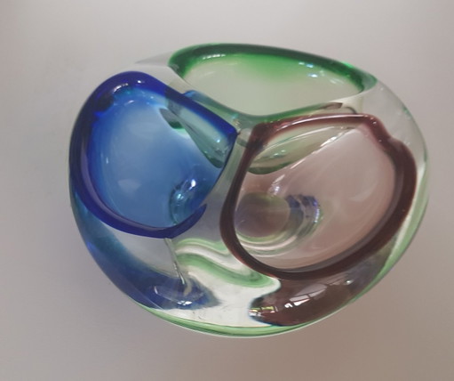 Ciotola in vetro di Murano con 3 aperture