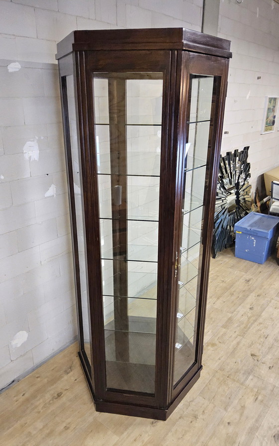 Image 1 of Vitrina antigua de madera de gran tamaño con forma hexagonal (alto 206 cm) (vitrina curiosa)