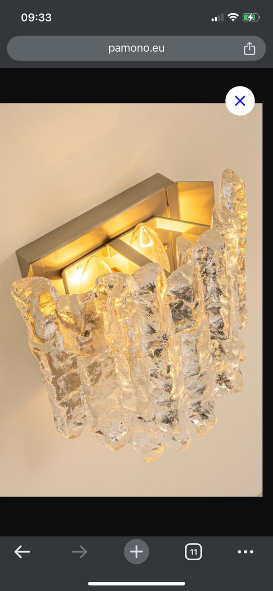 Image 1 of Grandes apliques de pared de Murano de Kalmar, Austria, década de 1960, juego de 2