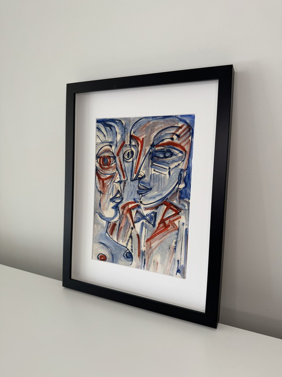 Attributed to Patrick Boudon – Post-Cubist Portrait – Paintings & Drawings, Paper (photo 4 of 5)