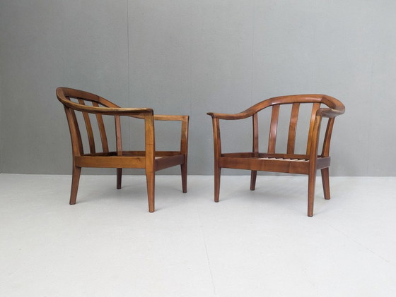 Image 1 of Poltrone in legno di ciliegio Wilhelm Knoll di metà secolo, Germania, anni '60