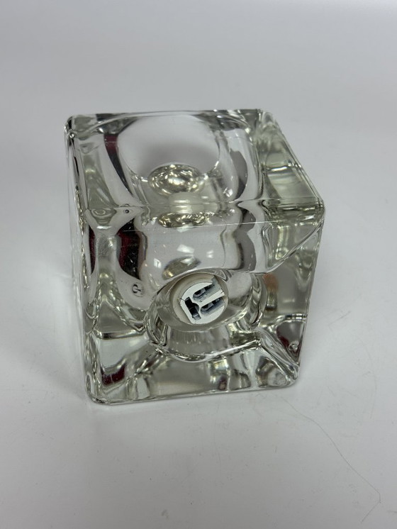 Image 1 of Lampe de table cube en cristal, design Mid-Century, par Putzler. Allemagne, années 1970.