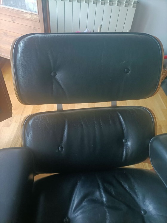 Fauteuil et ottoman Eames originaux par ICF De Padova (années 1970/80) – Herman Miller, Leather, Iron (photo 4 of 13)