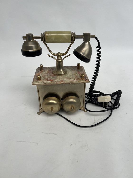 Image 1 of Teléfono retro de ónix - Estilo Hollywood Regency