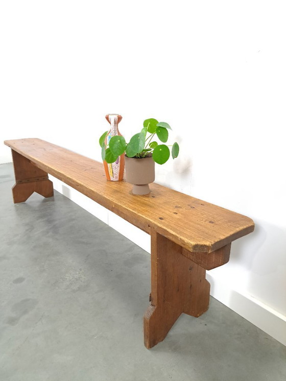 Image 1 of Old brocante wooden bench from France