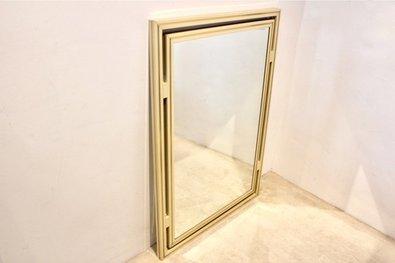Élégant Miroir de Pierre Vandel Paris, France années 1970, Aluminium, Laiton, Mid Century Modern (photo 3 sur 11)
