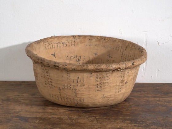 Antique Japanese tally bowl in washi paper – Japan, circa 1920 – Wood (photo 6 of 29)