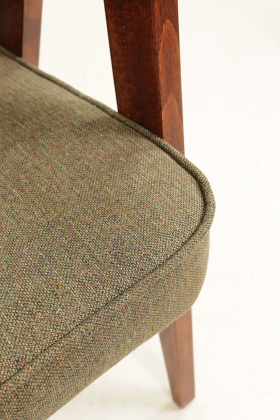 Image 1 of Coppia di poltrone lounge vintage con rivestimento in treccia verde, poltrone restaurate