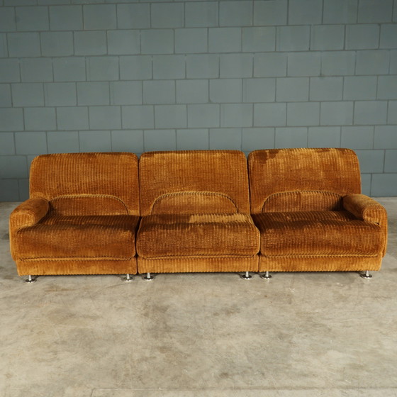 Image 1 of Midcentury modular sofa - brown rib fabric - 1970s