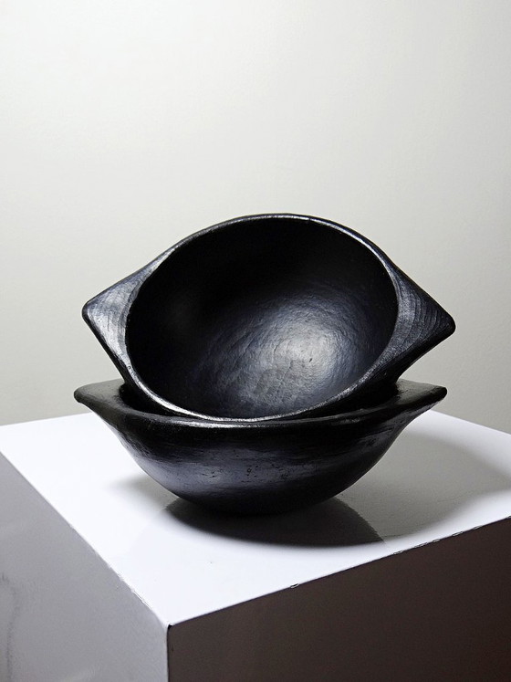 Image 1 of Pair of black pottery bowls from Chamba, Colombia, Pijao craftsmanship, 1970s