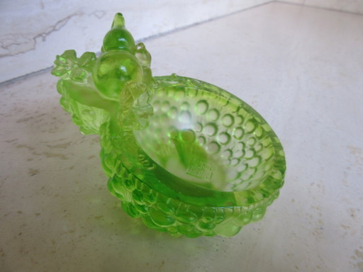 Liuli Gongfang Pate De Verre Small Glass Bowl Trinket Tray, vintage