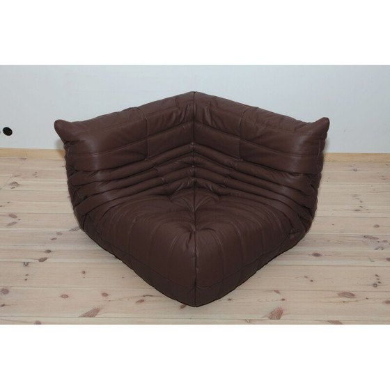 Image 1 of Ensemble de salon vintage Togo en cuir brun par Michel Ducaroy pour Ligne Roset, 1970