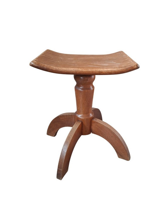 Image 1 of Vintage schroefkruk - jaren 70, gemaakt van massief beukenhout