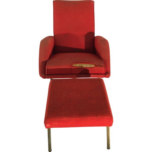 Poltrona italiana vintage con pouf