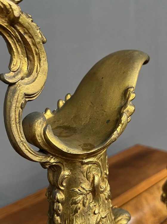 Coppia di Vasi decorativi. Metallo massiccio color oro., Ottone (foto 7 di 8)