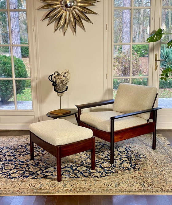 Image 1 of Fauteuil & Ottoman Hans Olsen – Vatne Møbler (Danemark, 1960s) Palissandre