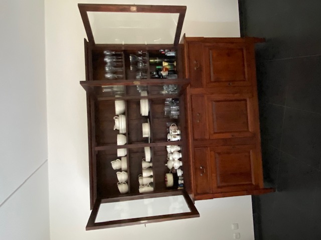 Teak Buffet Cabinet Display Case