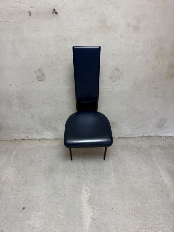Giancarlo Vegni – Set di sei sedie da pranzo Fasem 'S44' (anni '80) – Leather, Metal (photo 3 of 7)