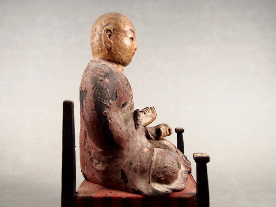 Antique Kobo Daishi Statue in Zushi Shrine – Japan Edo Period Buddha – Sculpture, Wood (photo 7 of 40)
