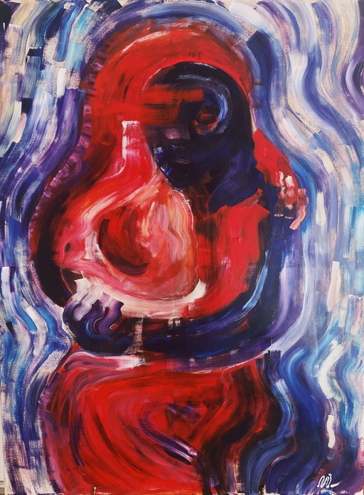 Abstract expressionistisch acrylschilderij BODY TO BODY