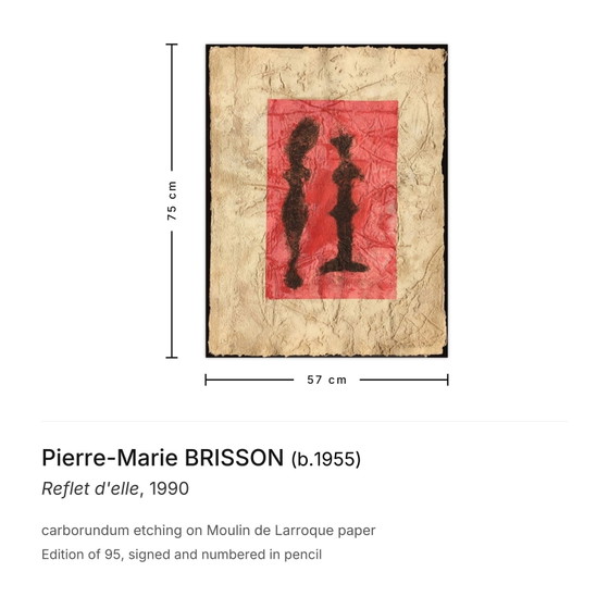 Image 1 of Pierre-Marie BRISSON, Reflet d'elle (Reflexion von ihr), signierte Karborundum-Radierung, 1990