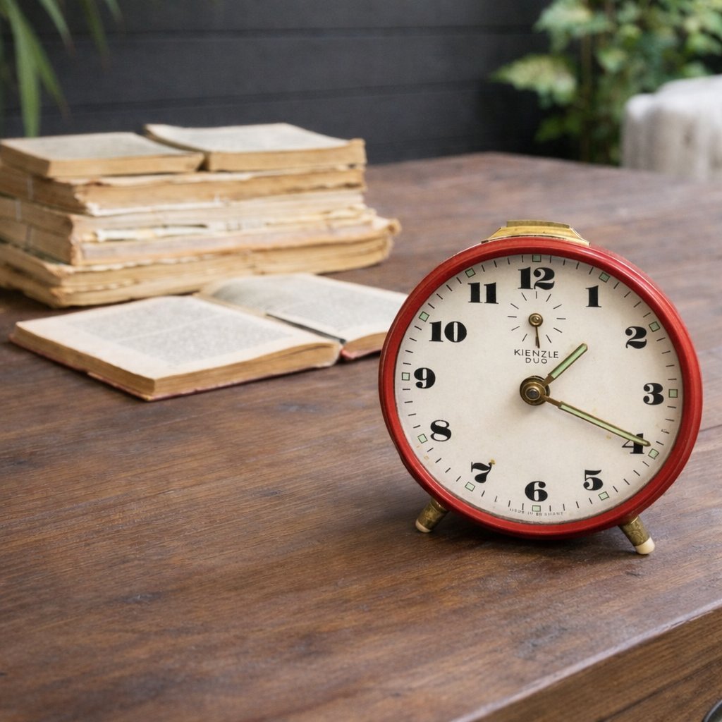 Vintage Kienzle Duo Alarm Clock - Red Metal | Clocks second-hand