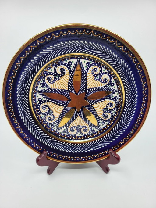 HB Quimper blue ceramic decorative plate France 1970