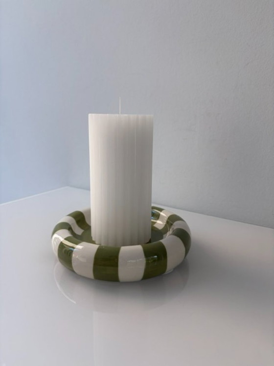 Cuenco a rayas verde-blanco / Vide-Poche – Ceramic (photo 4 of 15)