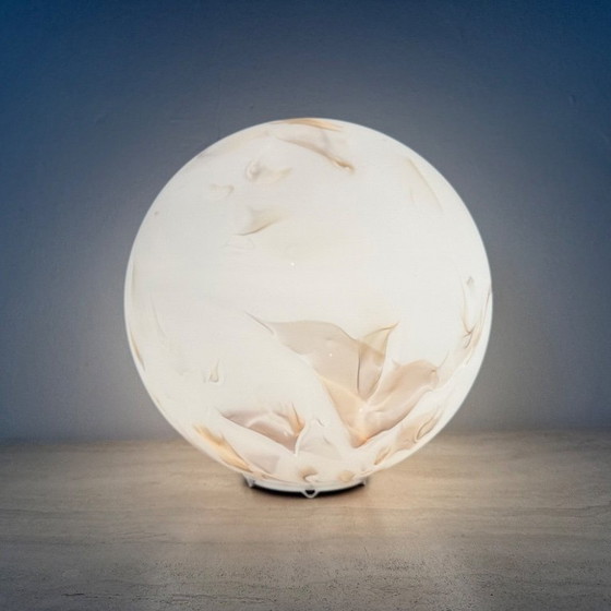 Image 1 of Vintage glass table lamp marble decor , 1970s 