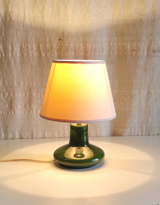 Scandinavian Style Table Lamp in Green Glazed Ceramic - Mid-20th Century