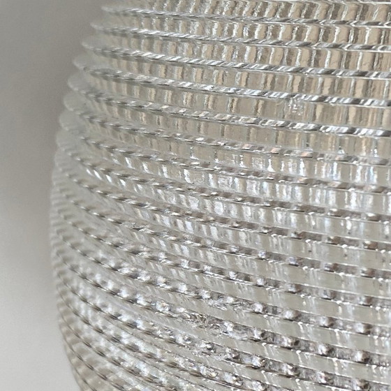 Image 1 of Coppia di lampade a globo vintage in vetro stile Holophane e metallo cromato